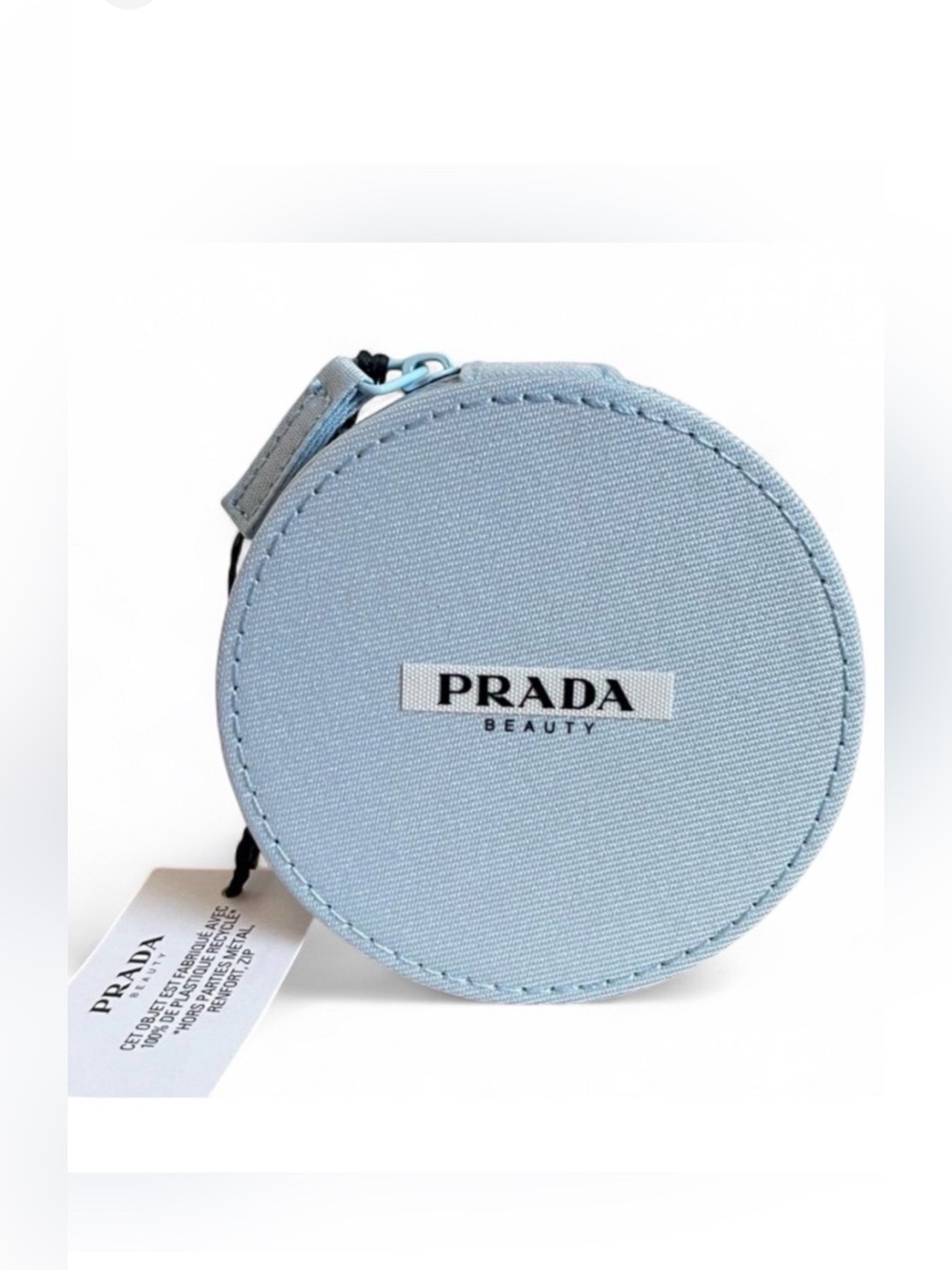 Prada Light Blue Round Travel Cosmetic Case
